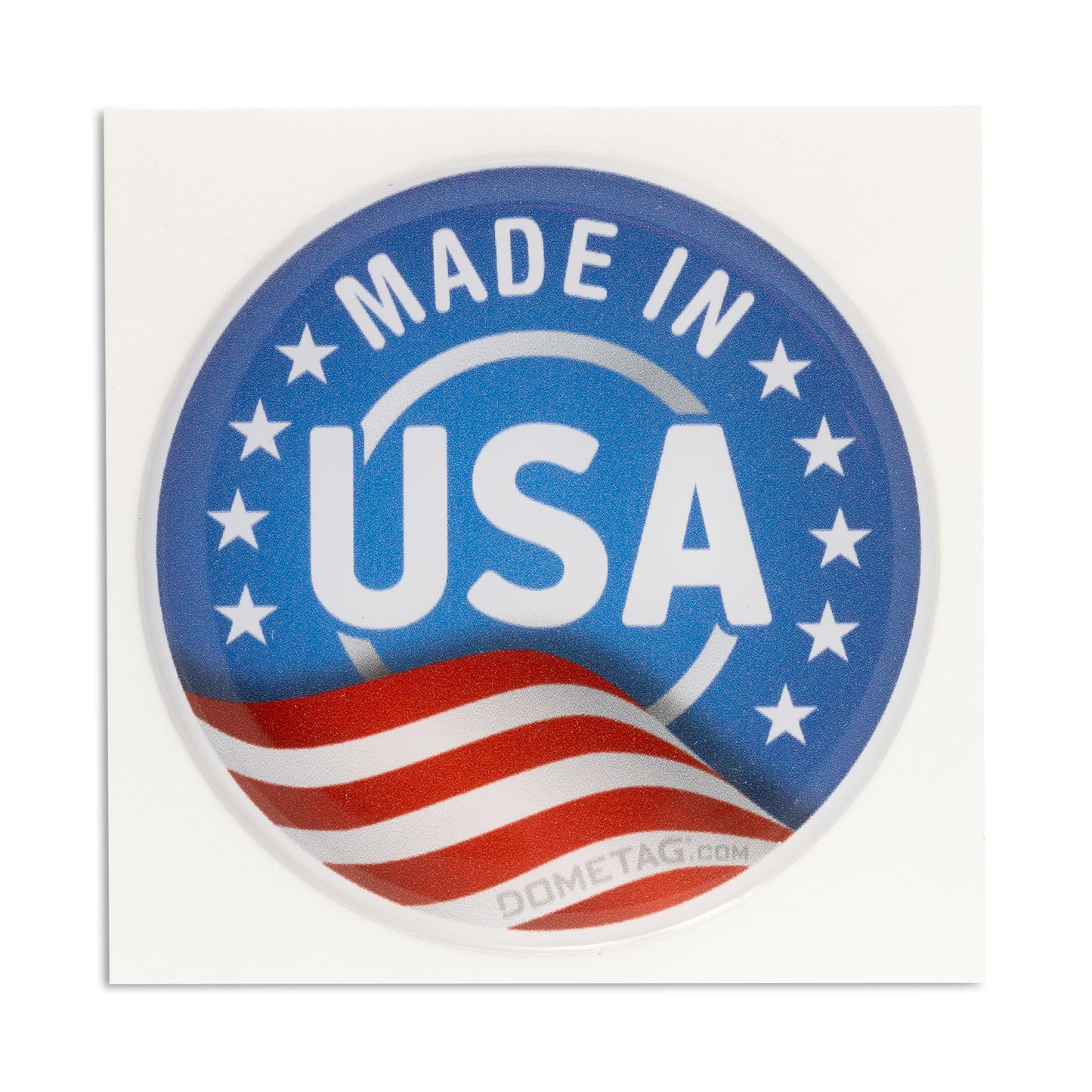 Made in USA Light Blue Circle 2x2 - USA Bubble Sticker