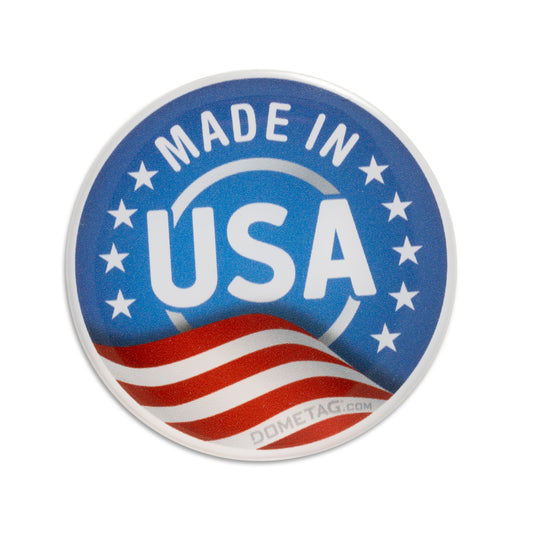 Made in USA Light Blue Circle 1x1 - USA Bubble Sticker