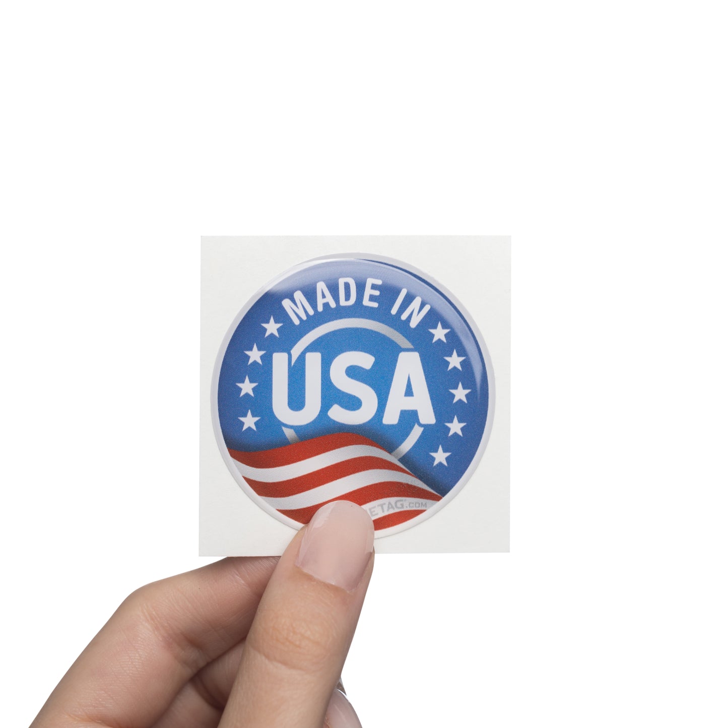 Made in USA Light Blue Circle 2x2 - USA Bubble Sticker